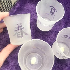 Frosted glass 4 seasons tea light holder set 🕯